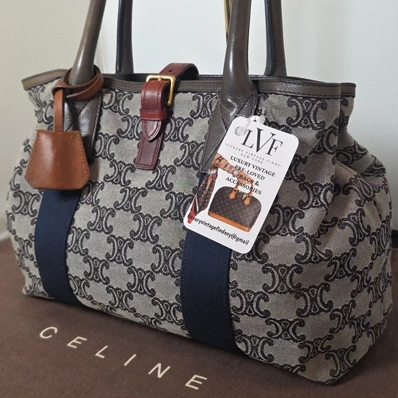 Celine 1980's Vintage Ultra Rare Collectors Piece Canvas/Leather expandable tote - Picture 6 of 17